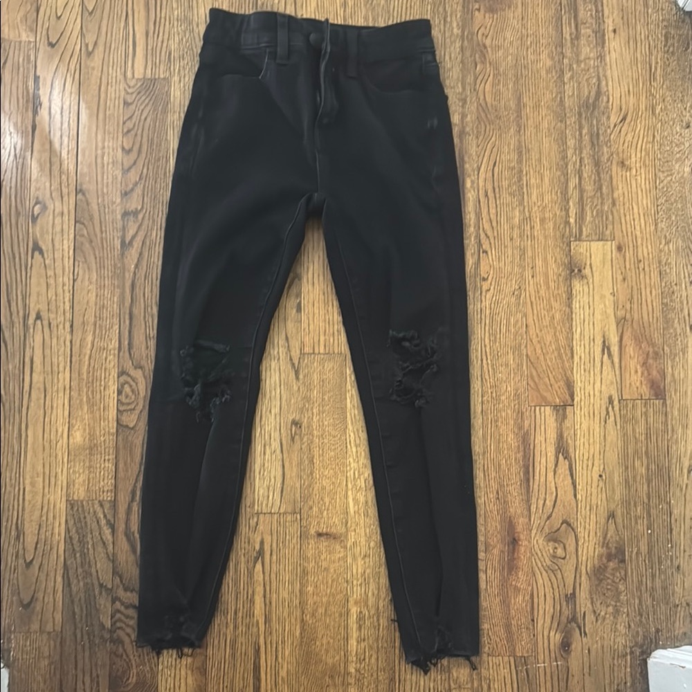 American Eagle Black Distressed Women's Jeans- 00 extra short